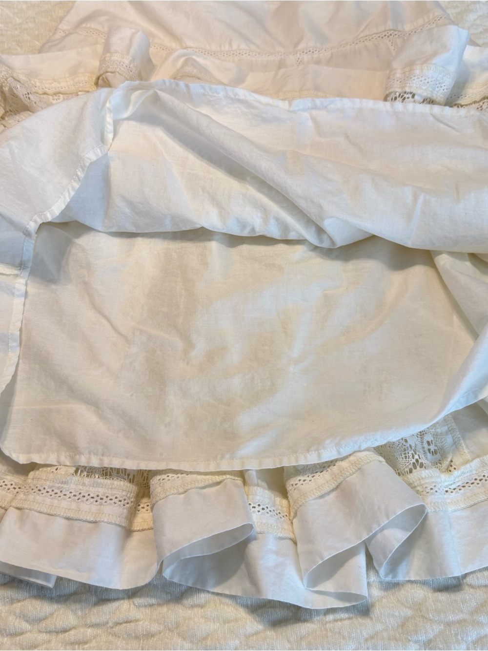 Apt 9 Cotton Ivory Skirt Lace Panels Women’s Size 8 Lined Feminine Romantic - Picture 8 of 9